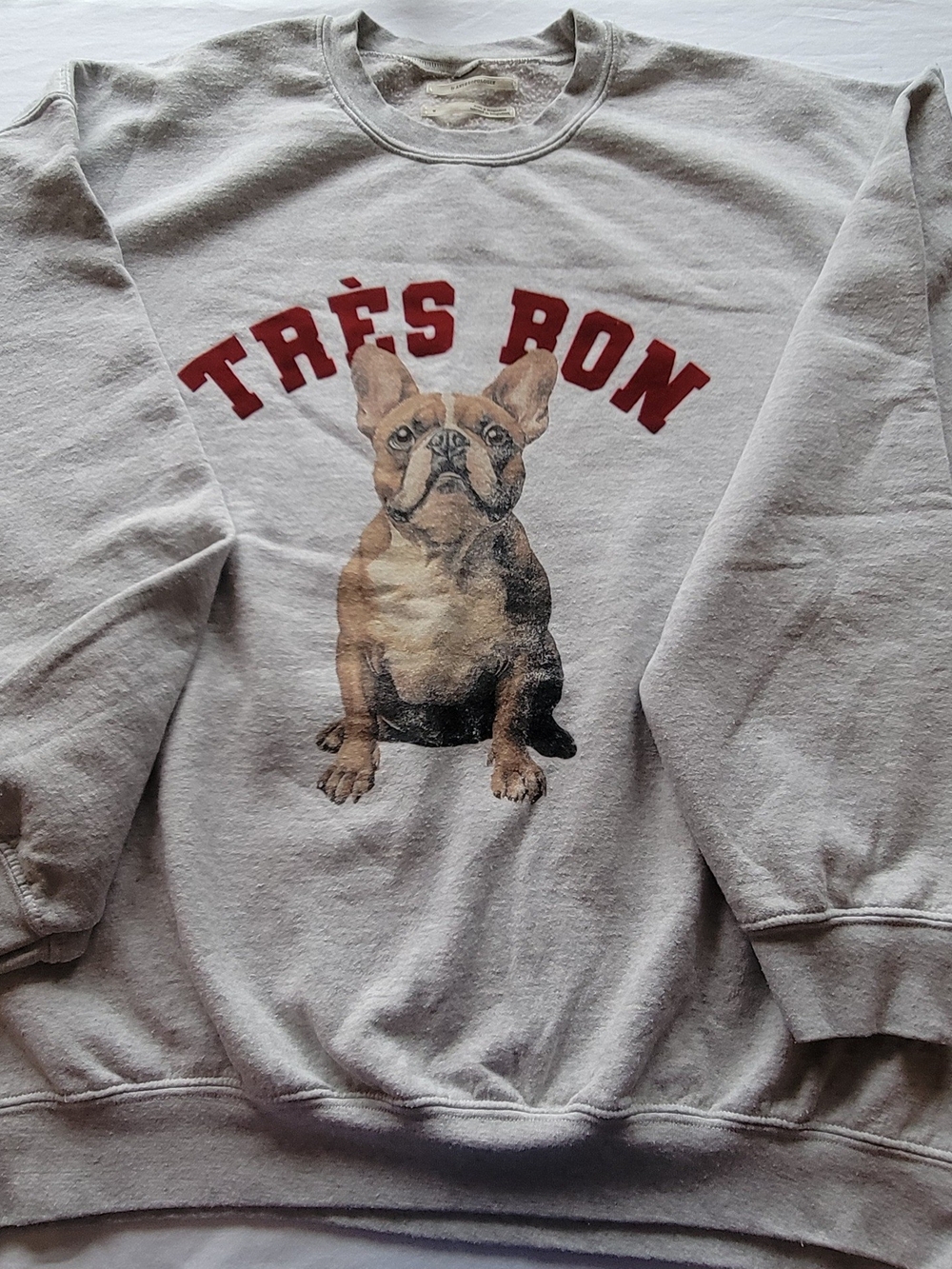 Tres Bon French Bulldog Dog Sweatshirt - Light Gray